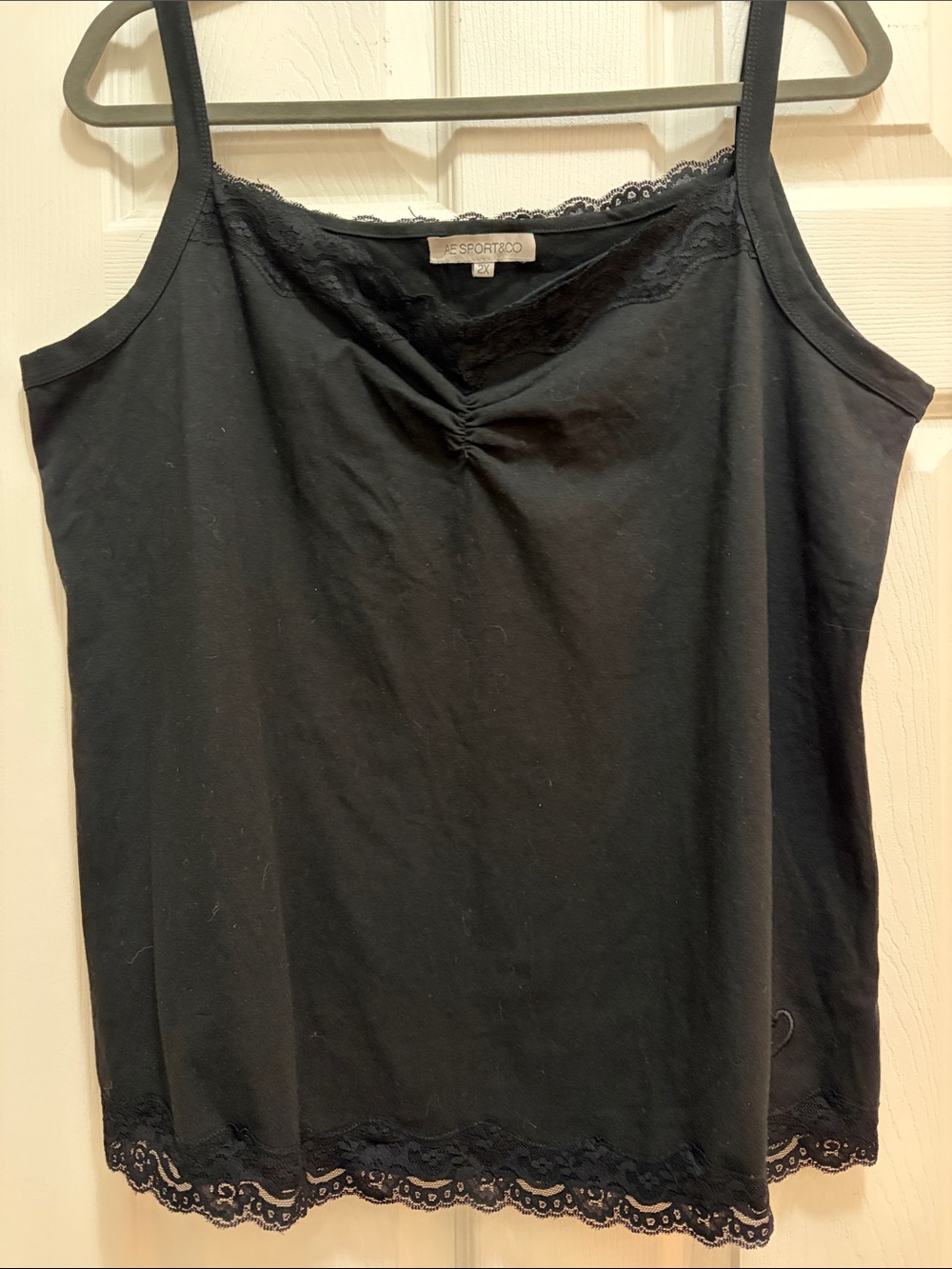Black Lace-Trim Tank Top